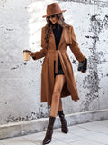 Buy SHEIN LUNE Lapel Neck Belted Slant Pocket Coat in Pakistan