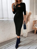 Buy SHEIN LUNE Ruched Twist Front Cut Out Sweater Dress in Pakistan