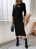 Buy SHEIN LUNE Ruched Twist Front Cut Out Sweater Dress in Pakistan