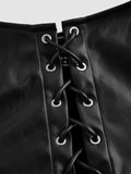 Buy SHEIN MOD Black Crossed Frenulum Lace Up Front PU Leather Tank Top in Pakistan