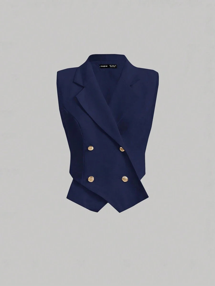 Buy SHEIN MOD Concert Date Night Tops Women's Lapel Double Breasted Vest Suit Jacket Back To School Outfits Old Money Style in Pakistan