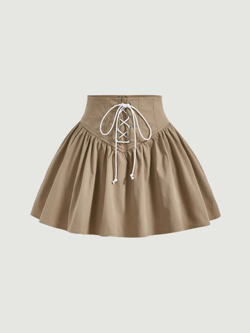 Buy SHEIN MOD Lace Up Front Flare Skirt in Pakistan
