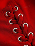 Buy SHEIN MOD Lace Up Side Fish Bone Decoration Curved Hem Wide Straps Red Top in Pakistan