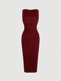 Buy SHEIN MOD Ladies' Square Neckline Pleated Bodycon Dress in Pakistan