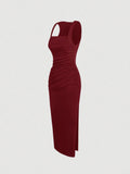 Buy SHEIN MOD Ladies' Square Neckline Pleated Bodycon Dress in Pakistan