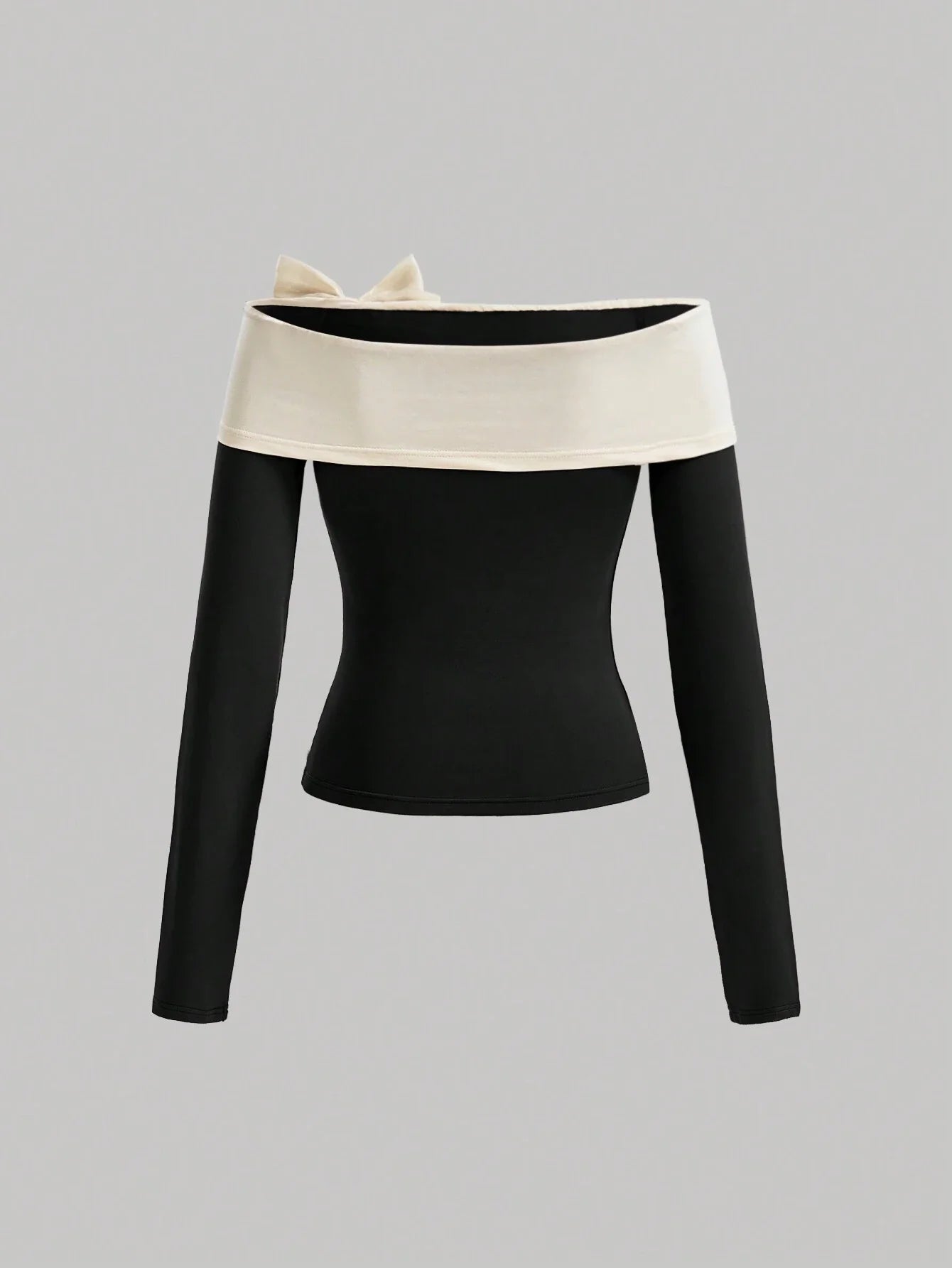 Buy SHEIN MOD Night Outfit Color Block Bow Decorated Off Shoulder T-Shirt in Pakistan
