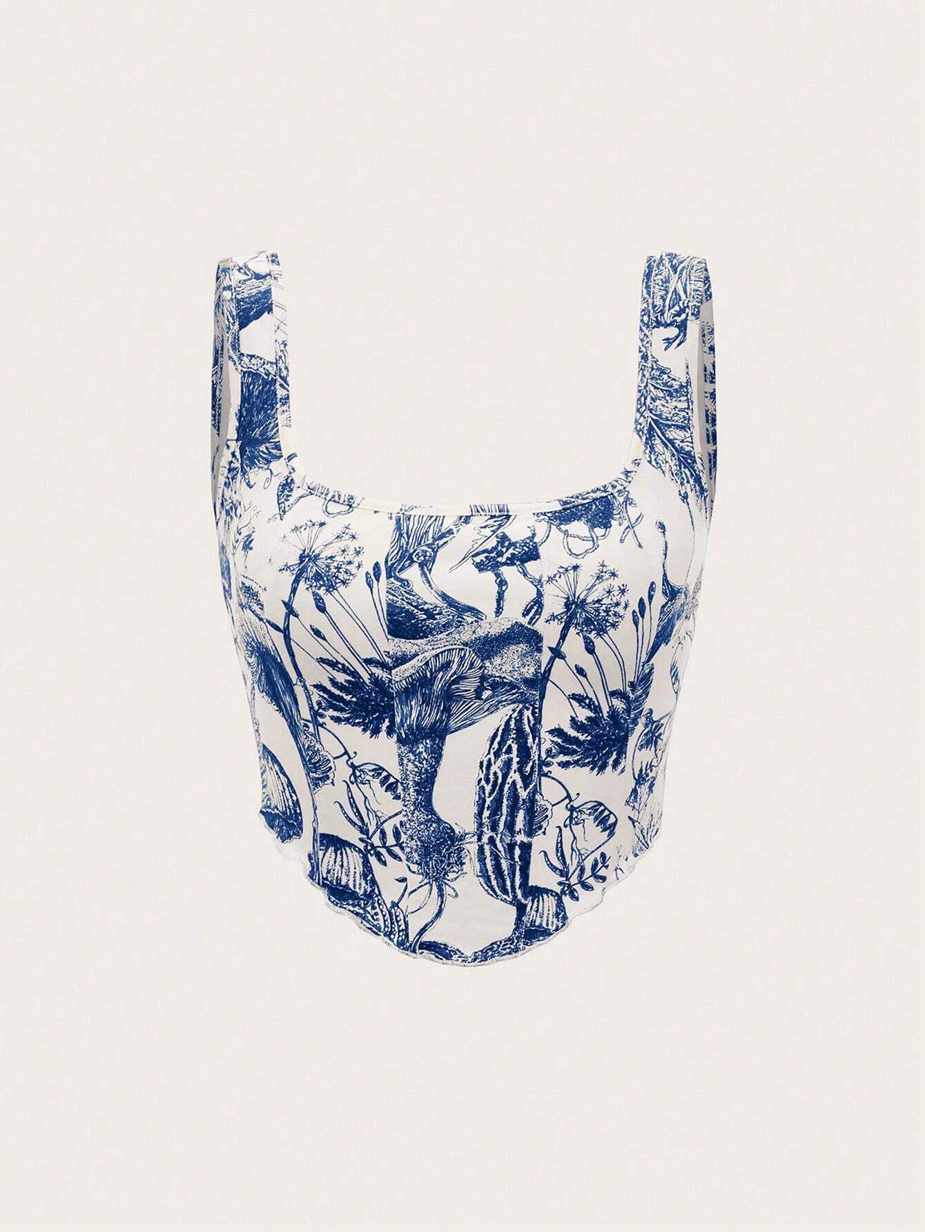Buy SHEIN MOD Plant Print Lettuce Trim Bodycon Summer Tank Top in Pakistan