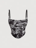 Buy SHEIN MOD Ruched Front Vintage Print Autumn Retro Cami Top in Pakistan