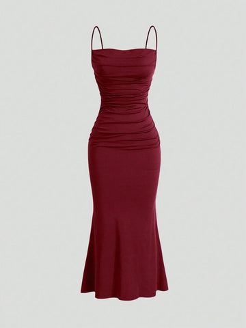 Buy SHEIN MOD Solid Ruched Cami Dress in Pakistan