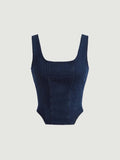 Buy SHEIN MOD Square Neck High-low Hem Tank Denim Top in Pakistan