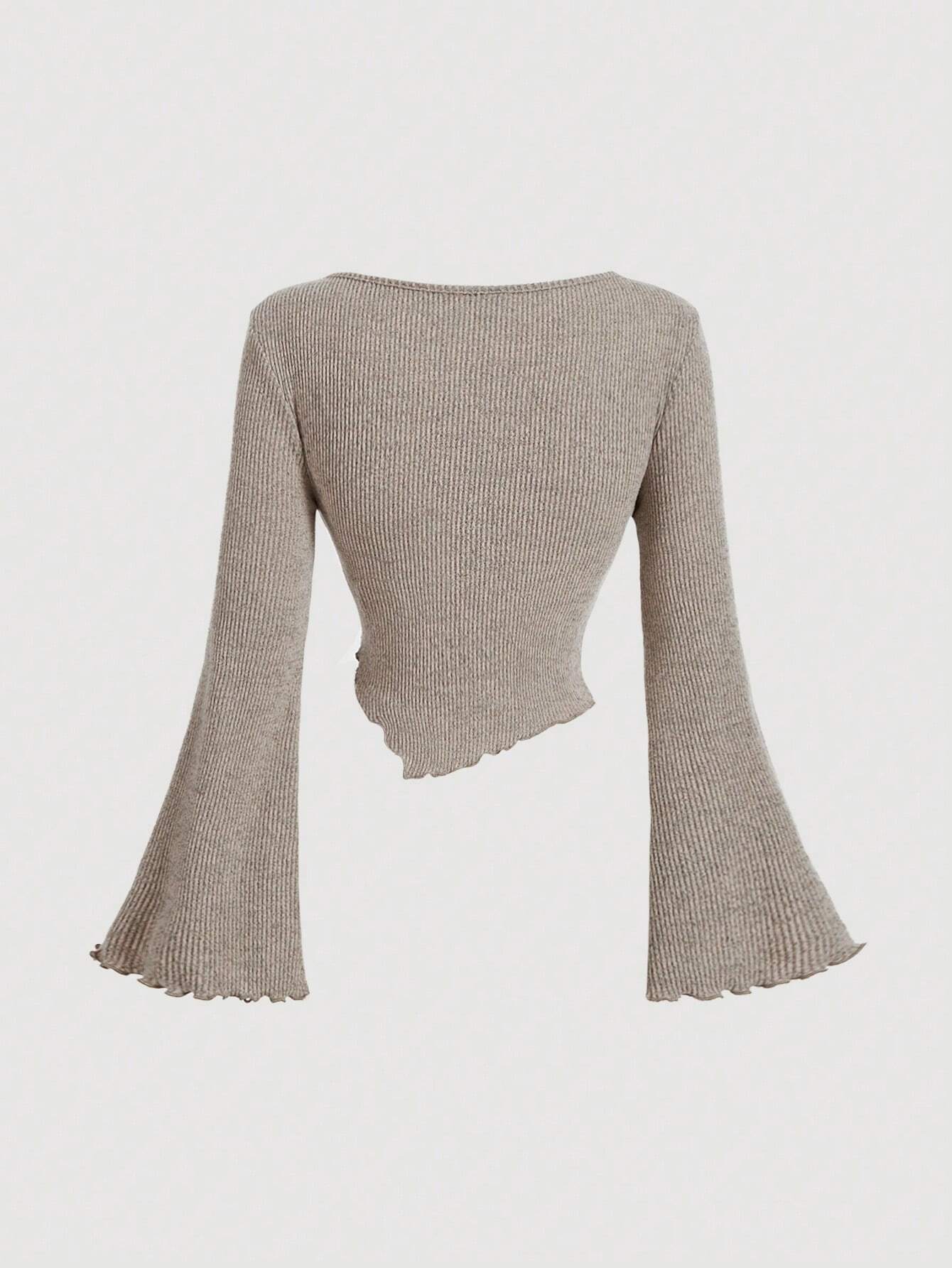 Buy SHEIN MOD Women's Apricot V-Neck Bell Sleeve T-Shirt in Pakistan