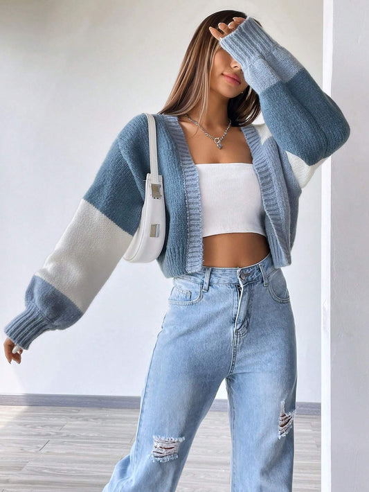 Buy SHEIN MOOSTA Colorblock Drop Shoulder Duster Cardigan in Pakistan