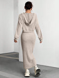 Buy SHEIN MOOSTA Ladies' Ribbed Long Sleeve T-Shirt And Skirt Set in Pakistan