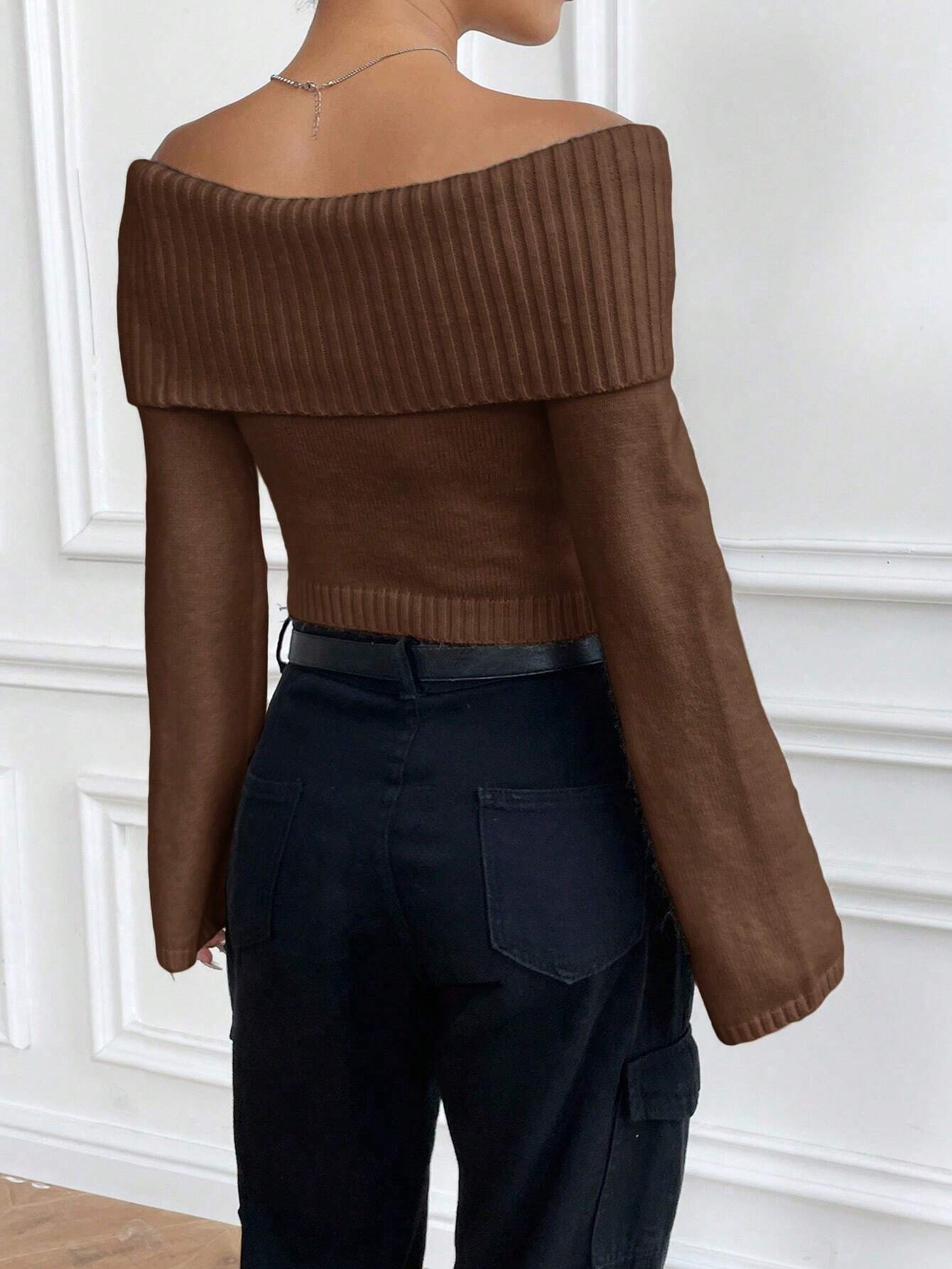 Buy SHEIN MOOSTA Off-Shoulder Casual All-Match Sweater in Pakistan