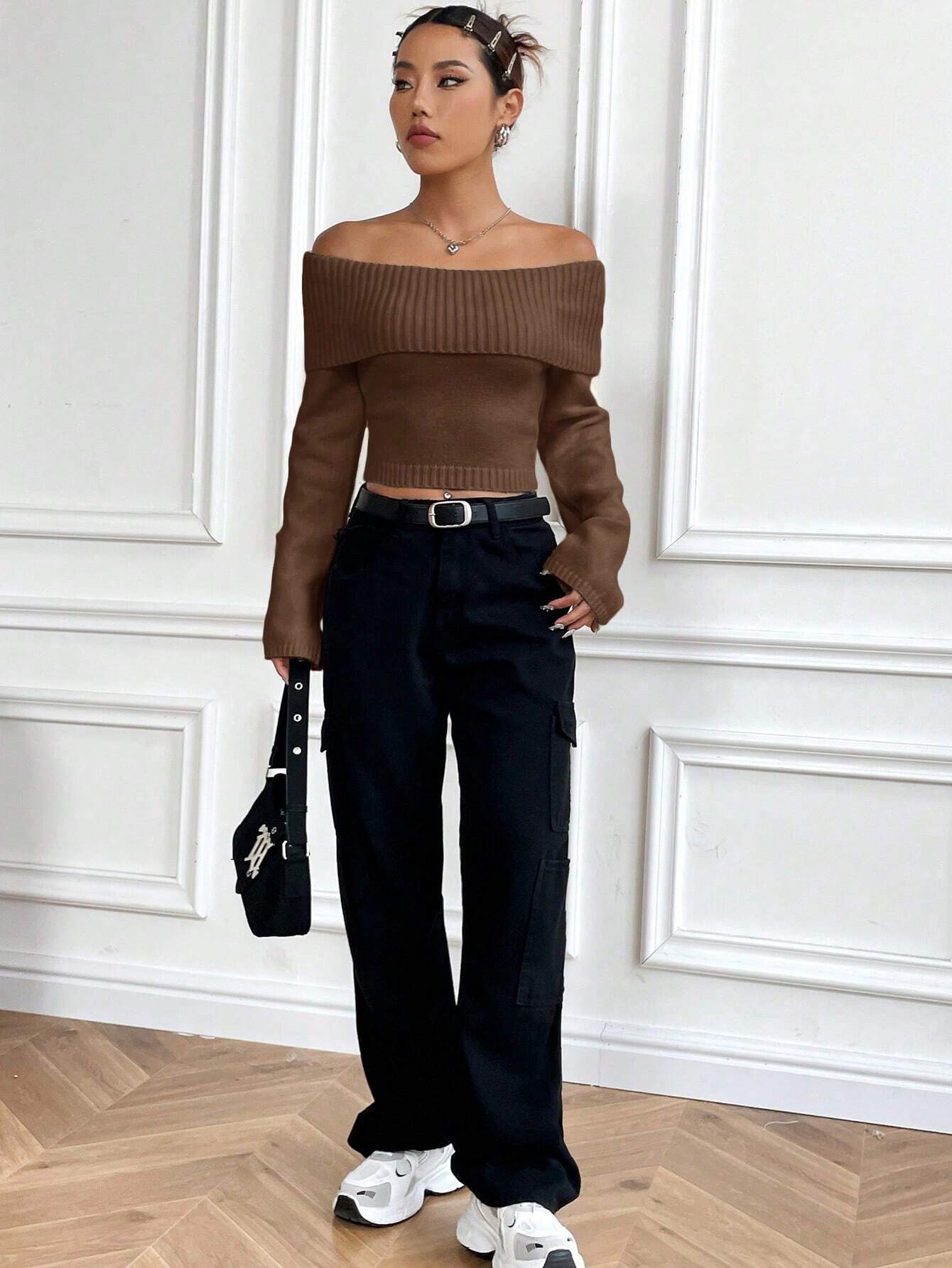 Buy SHEIN MOOSTA Off-Shoulder Casual All-Match Sweater in Pakistan