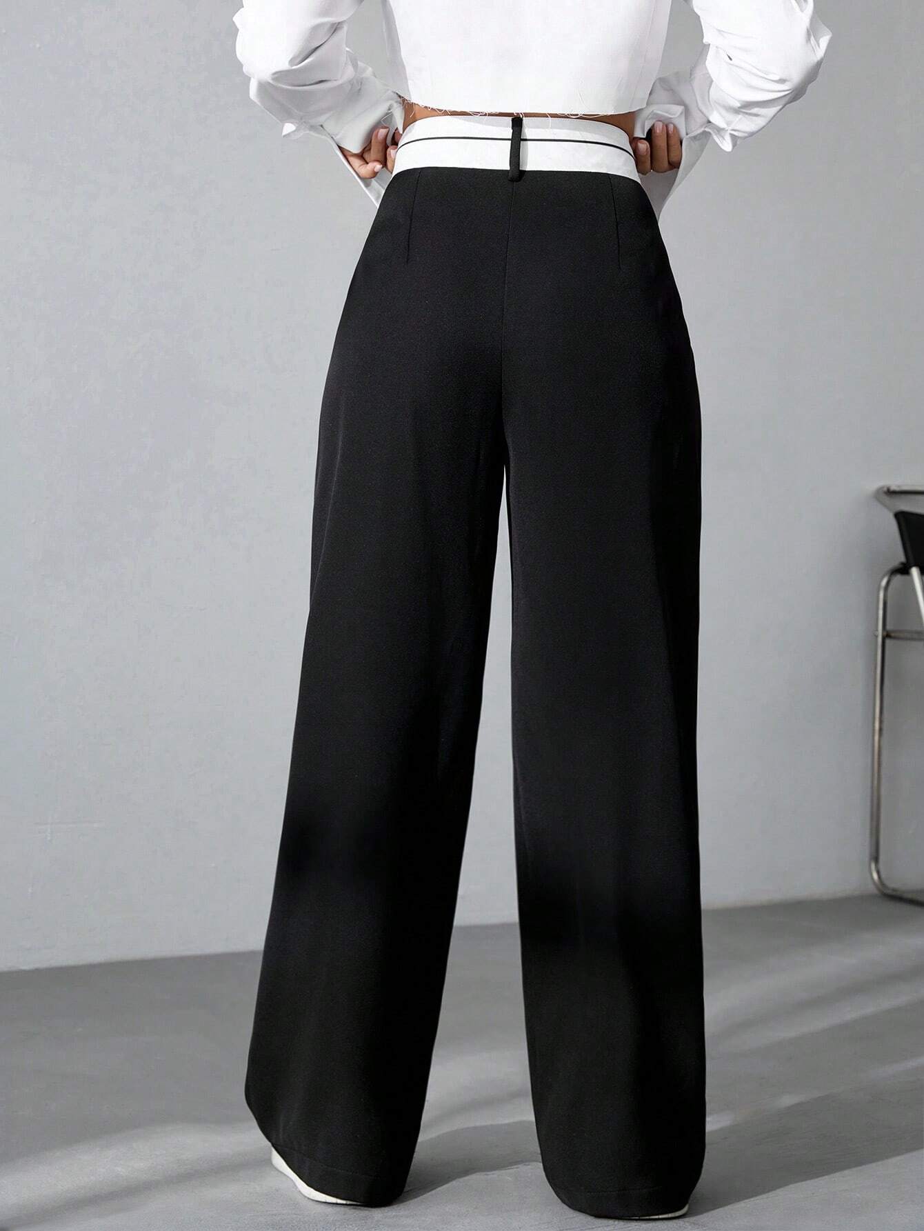 Buy SHEIN MOOSTA Women's Color Block Wide Leg Pants in Pakistan