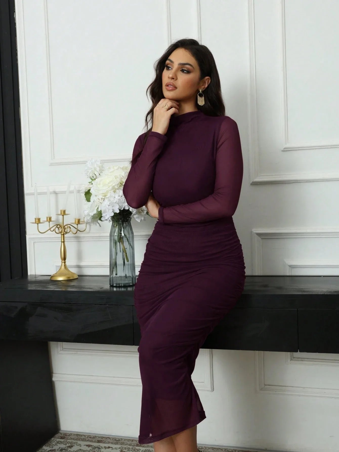 Buy SHEIN Modely 1pc Casual Minimalist Mesh Dress in Pakistan