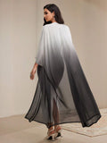 Buy SHEIN Modely 2pcs Set Women's Elegant Gradient Batwing Sleeve Long Jacket And Asymmetric Collar Fitted Dress in Pakistan