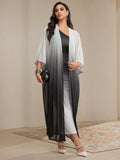 Buy SHEIN Modely 2pcs Set Women's Elegant Gradient Batwing Sleeve Long Jacket And Asymmetric Collar Fitted Dress in Pakistan