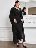 Buy SHEIN Modely Batwing Sleeve Coat & One Shoulder Ruched Dress in Pakistan