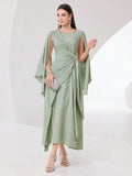 Buy SHEIN Modely Cloak Sleeve Knot Side Green Modest Dress in Pakistan