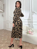 Buy SHEIN Modely Fashionable Leopard Print Wraparound Dress With Tie For Spring And Summer in Pakistan