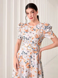Buy SHEIN Modely Floral Print Puff Sleeve Dress in Pakistan