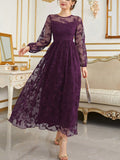 Buy SHEIN Modely Lantern Sleeve Embroidery Mesh Dress in Pakistan