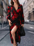 Buy SHEIN Modely Long Sleeve V-Neck Allover Floral Print Casual Dress in Pakistan