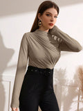Buy Shein Mock Neck Ruched Tee in Pakistan