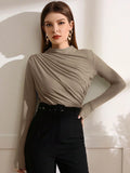 Buy Shein Mock Neck Ruched Tee in Pakistan