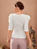 Buy SHEIN Modely Puff Sleeve Square Neck Tee in Pakistan