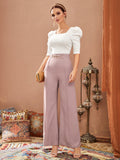 Buy SHEIN Modely Puff Sleeve Square Neck Tee in Pakistan