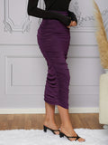 Buy SHEIN Modely Ruched Solid Pencil Skirt in Pakistan