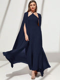 Buy SHEIN Modely Solid Color Casual Halter Neck Dress And Open Front Coat in Pakistan