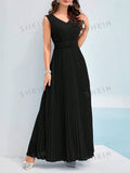 Buy SHEIN Modely Solid Pleated Hem Dress in Pakistan