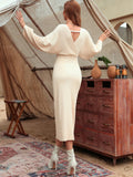 Buy SHEIN Modely Solid Surplice Neck Cut Out Sweater Dress in Pakistan