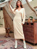 Buy SHEIN Modely Solid Surplice Neck Cut Out Sweater Dress in Pakistan