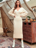 Buy SHEIN Modely Solid Surplice Neck Cut Out Sweater Dress in Pakistan