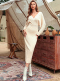 Buy SHEIN Modely Solid Surplice Neck Cut Out Sweater Dress in Pakistan