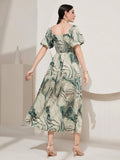 Buy SHEIN Modely Women'S Square Neck Puff Short Sleeve Dress in Pakistan