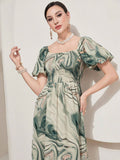 Buy SHEIN Modely Women'S Square Neck Puff Short Sleeve Dress in Pakistan