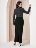 Buy SHEIN Modely Women's Color Block Square Neck Slim Fit Dress in Pakistan