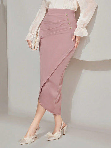 Buy SHEIN Modely Women's Elegant Wrap Design Skirt in Pakistan