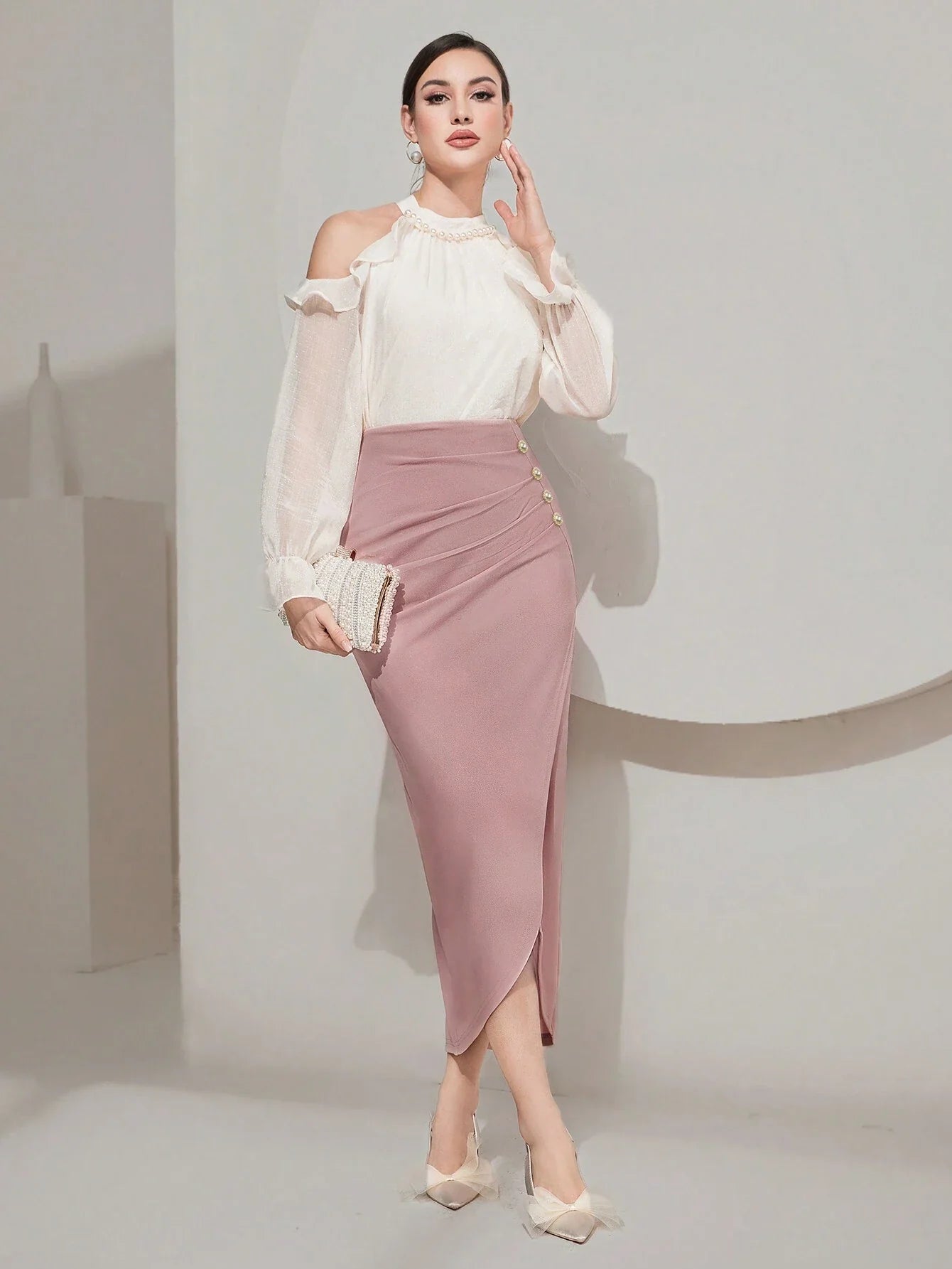 Buy SHEIN Modely Women's Elegant Wrap Design Skirt in Pakistan