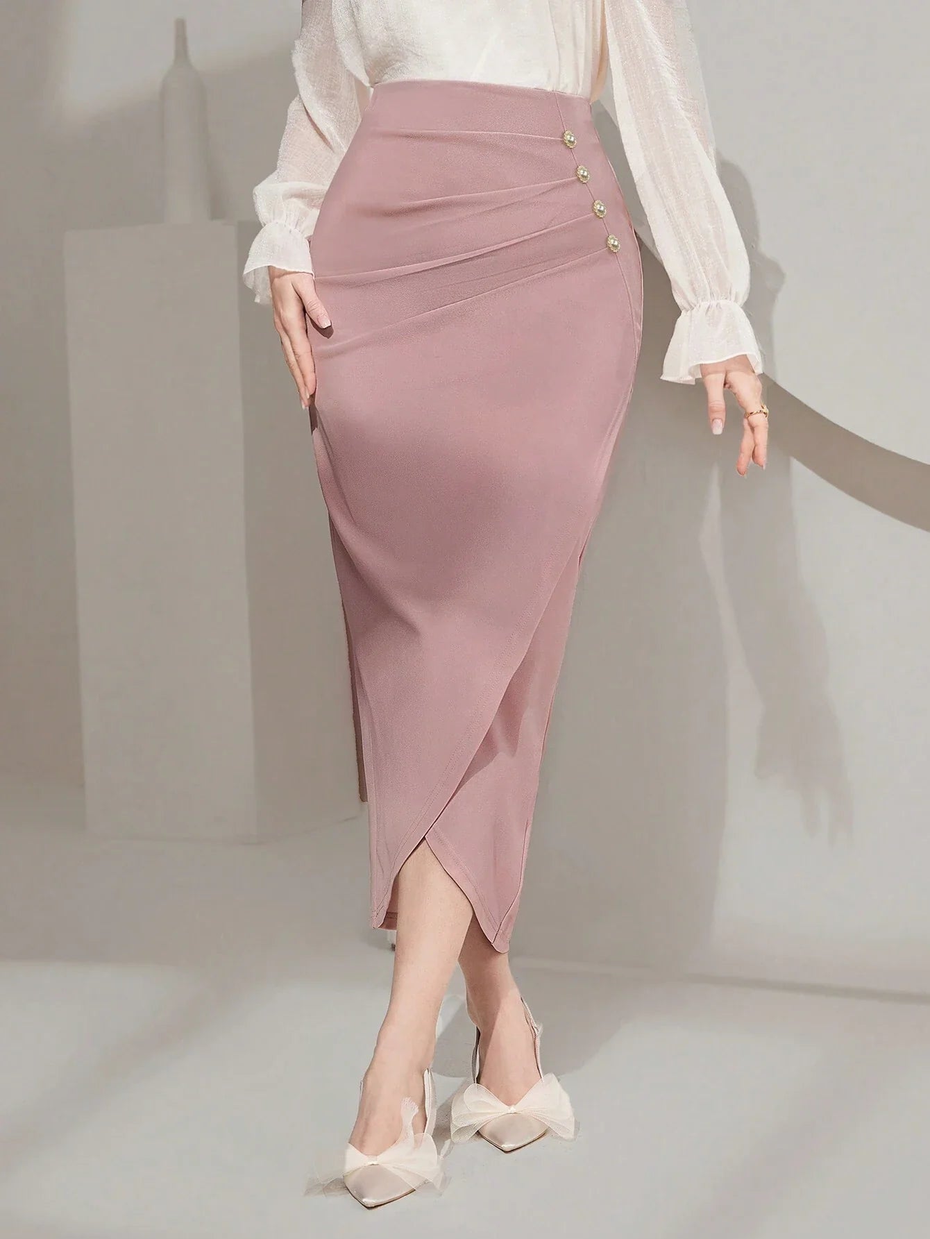 Buy SHEIN Modely Women's Elegant Wrap Design Skirt in Pakistan