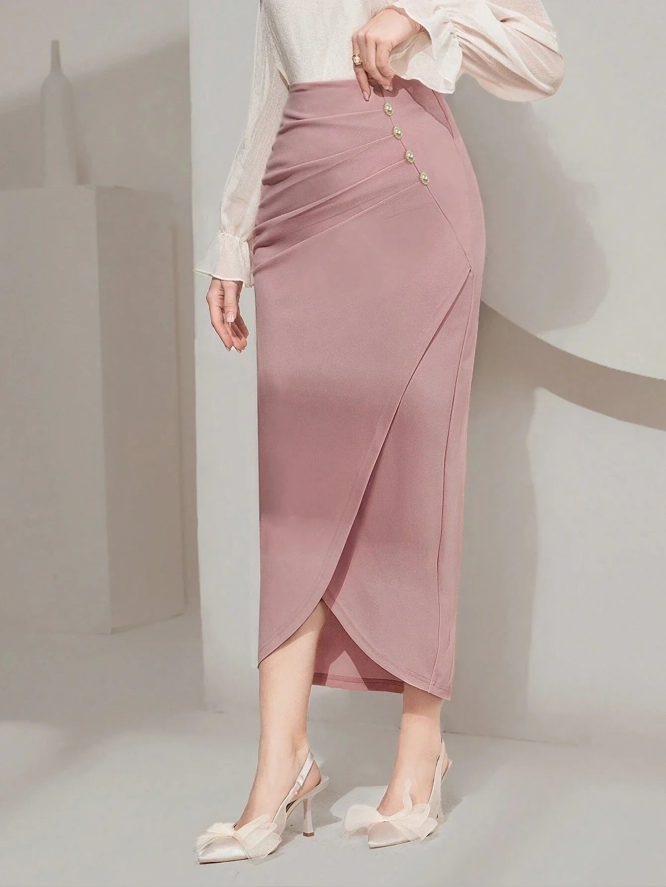 Buy SHEIN Modely Women's Elegant Wrap Design Skirt in Pakistan