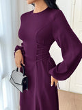 Buy SHEIN Modely Women's Solid Color Simple Daily Long Sleeve Dress Party Elegant Evening Long Sleeve Maxi Dress in Pakistan