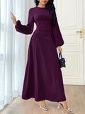 Buy SHEIN Modely Women's Solid Color Simple Daily Long Sleeve Dress Party Elegant Evening Long Sleeve Maxi Dress in Pakistan