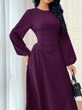 Buy SHEIN Modely Women's Solid Color Simple Daily Long Sleeve Dress Party Elegant Evening Long Sleeve Maxi Dress in Pakistan